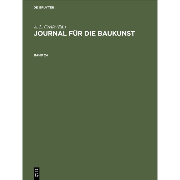 Journal Fr Die Baukunst. Band 24 (Hardcover)