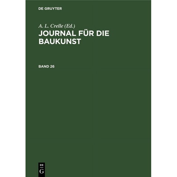 Journal Fr Die Baukunst. Band 26 (Hardcover)