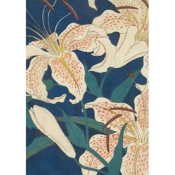 Journal Hiroshige Spotted Lilies Dotted Paperback Journal: Blank Notebook with Pocket, (Hardcover)