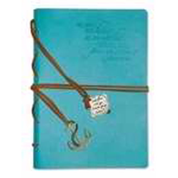 Leather Wrapped Journal - Hope As An Anchor With Anchor Charm Aqua