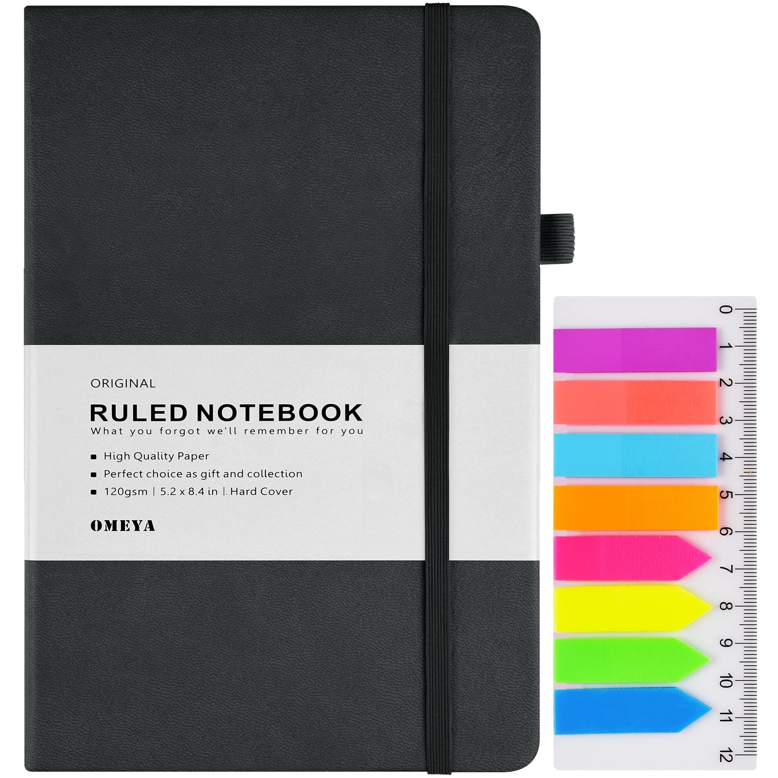 Journal Notebook, Hardcover Lined Notebook with 120GSM Thick Paper & Pockets, College Ruled Leather Journals with Index Tabs Stickers, 128 Pages, A5 (5.2" x 8.4"), Blue
