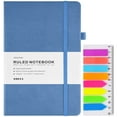 thumbnail image 1 of Journal Notebook, Hardcover Lined Notebook with 120GSM Thick Paper & Pockets, College Ruled Leather Journals with Index Tabs Stickers, 128 Pages, A5 (5.2" x 8.4"), Blue, 1 of 8