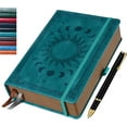 thumbnail image 1 of Journal Notebook for Women/Men, Daily for Classic Lined Writing,360 Pages Leather Hardcover with Vintage Sun & Moon Design, SeaGreen, A5 (14.5 x 21 cm), 1 of 3