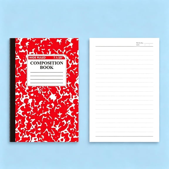 Journal Notebook for Women & Men, Wide Ruled Composition Book, 5.47×8.19in Notebook with 60 Pages, Built-In Reference Charts & Weekly Schedule Table for Office Meeting Notes & Daily Journaling