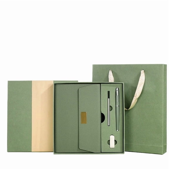 Journal Notebooks with Pen and Gift Box Set Business Notebook Daily Notepads（Green）