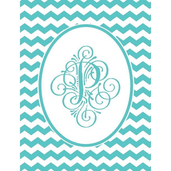Journal: P Monogram Blue and White Chevron Notebook
