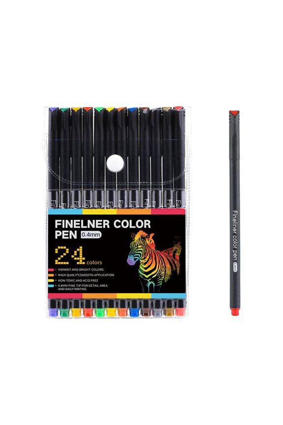 Journal Planner Pens,Colored Outline Markers Set,12/24/36/48 Assorted Colors,0.4mm Fine Point,Smooth Writing Markers Ideal for Creative Writing,Note Taking,Journaling and Drawing(24pc)