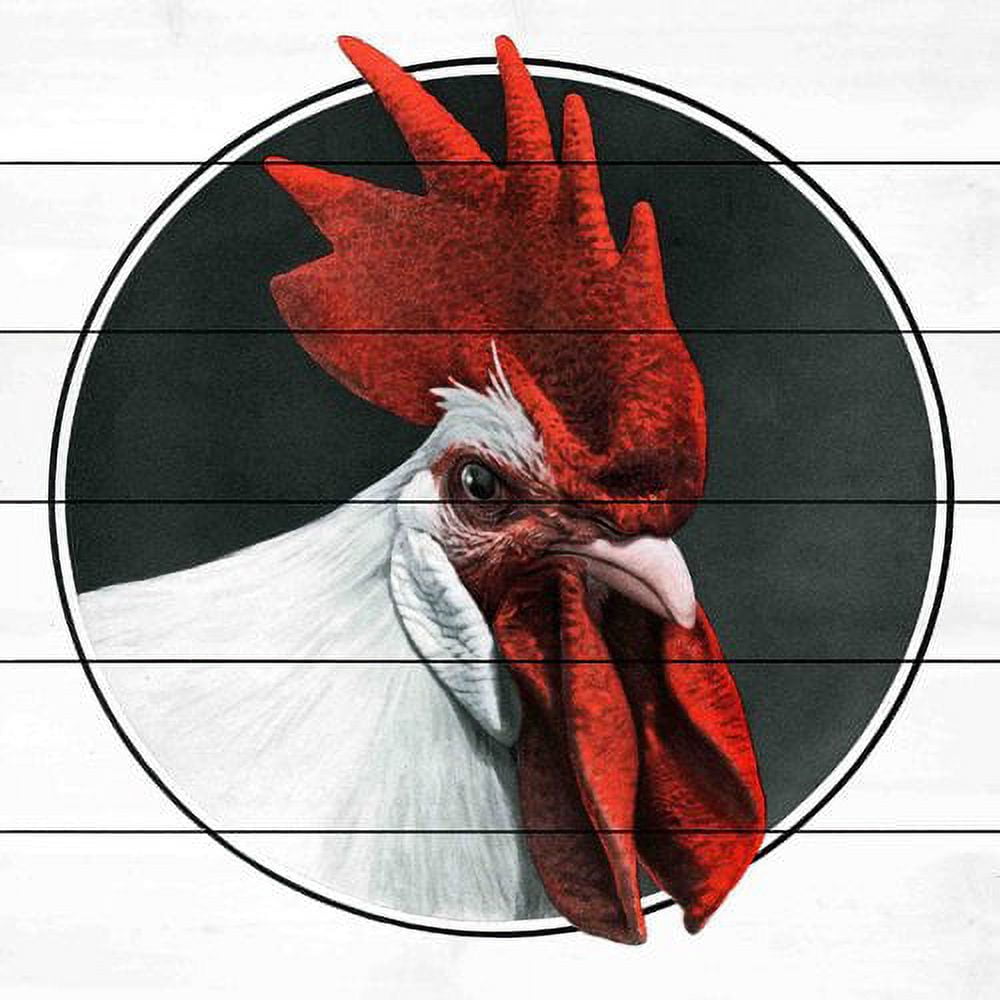 "Journal Rooster" Painting Print on White Wood