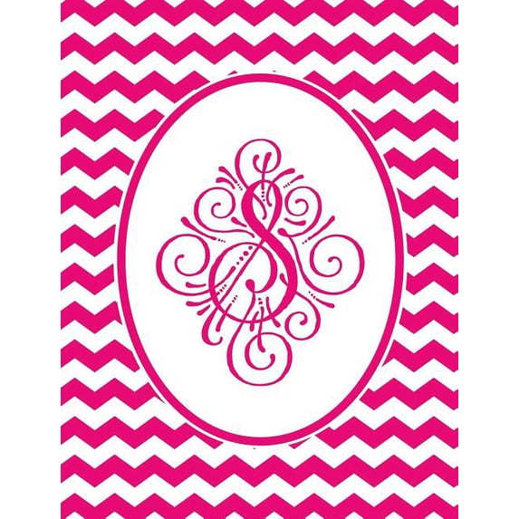 Journal: S Monogram Pink and White Chevron Notebook