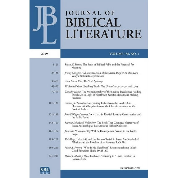 Journal of Biblical Literature 138.1 (2019), (Paperback)