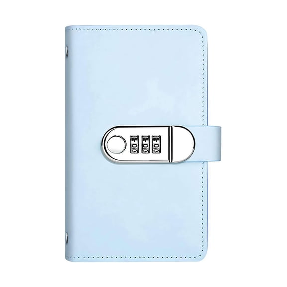 Journal with Lock A6 Scrapbook Sticker PU Leather Diaries Journals Notebook Secret Diary with Code Lock (Blue)