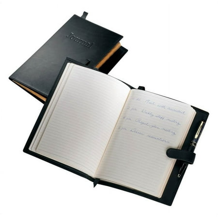 Journal with Nappa Leather Jacket, Pen Loop & Bookmark (Black)