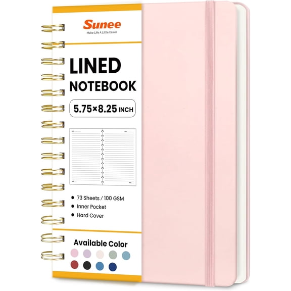 Journaling Notebooks, A5 Lined Spiral Notebook for Women, 146 Pages College Ruled Hardcover Notebook for Work, Note Taking, Journaling and Office School Supplies, A5 - Pink