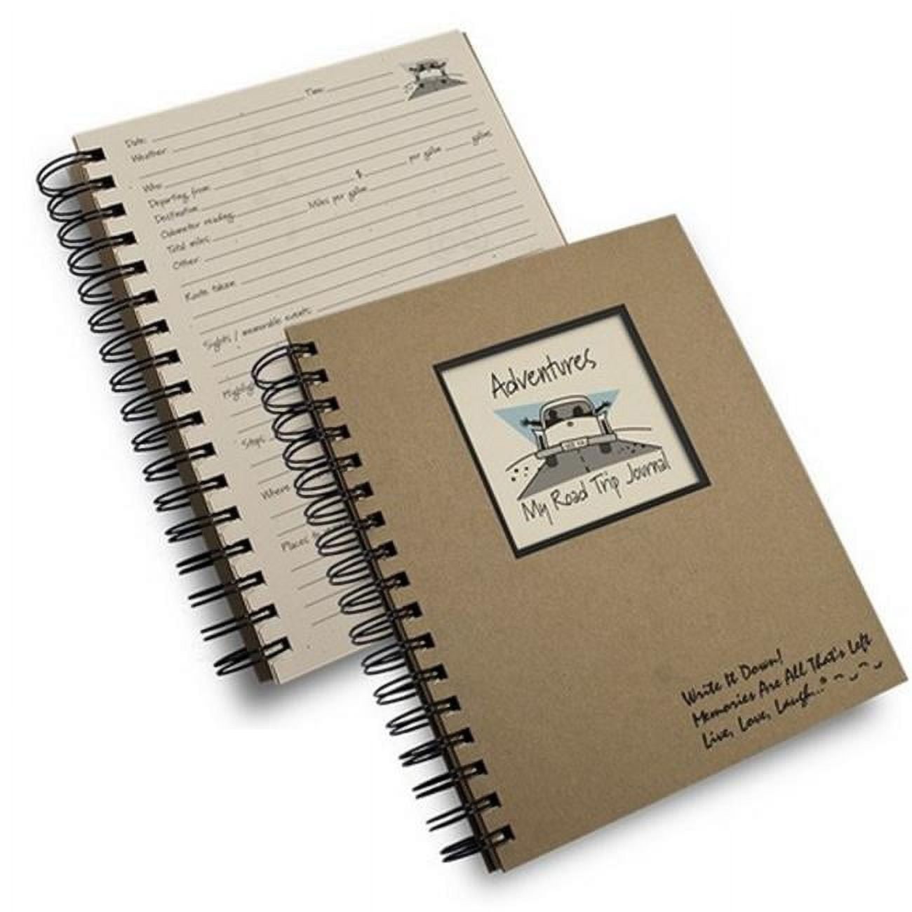 Journals Unlimited Adventures - My Road Trip Journal Book with Kraft Brown Hardcover Spiral Design