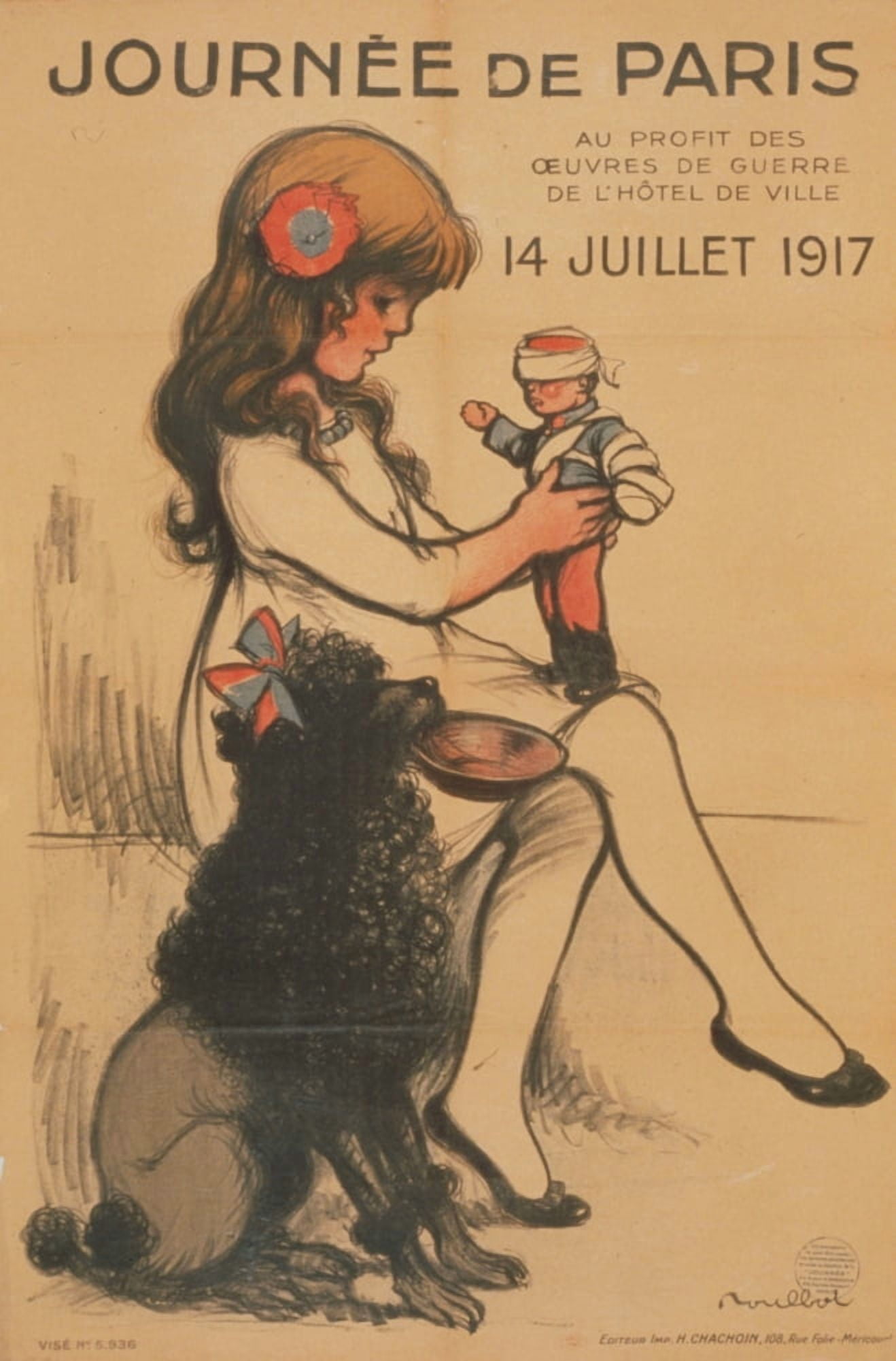 Journe de Paris 1917 Canvas Art - Francisque Poulbot (18 x 24)