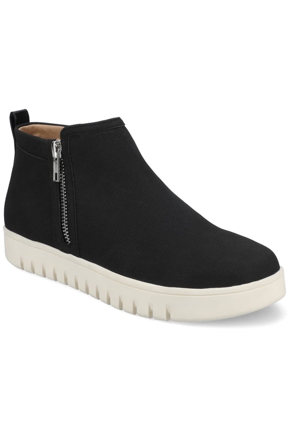 Alita Round Toe Outside Zipper Flexible Comfort Ankle Sneaker Bootie