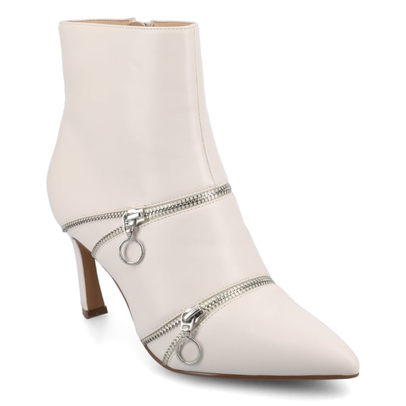 Journee Catoa Stiletto Heel Pointed Toe Zipper Detail Comfort Dress Booties
