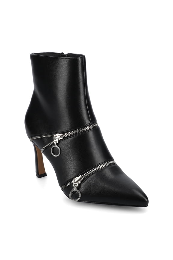 Catoa Stiletto Heel Pointed Toe Zipper Detail Comfort Dress Booties