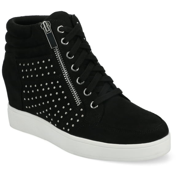 Journee Clarity High Top Round Toe Comfort Wedge Sneaker