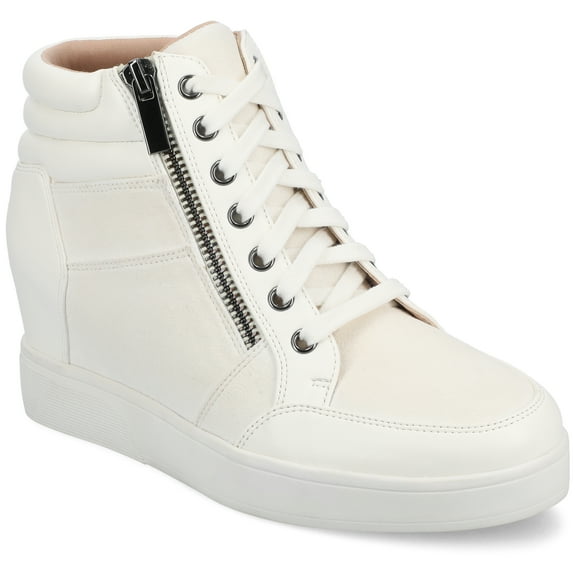 Journee Clarity High Top Round Toe Comfort Wedge Sneaker