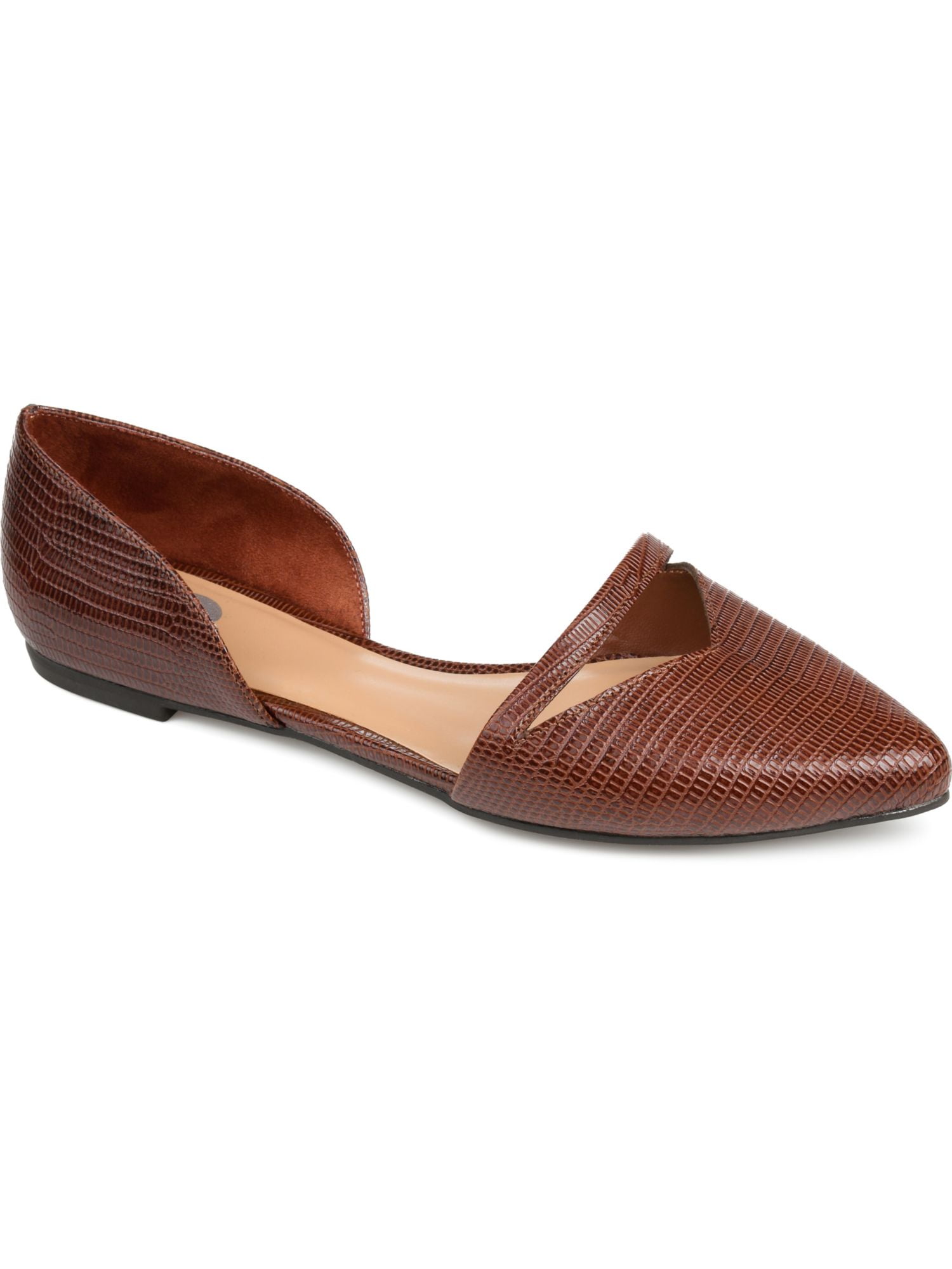 Journee Collection Women's Brown D'orsay Silhouette Cushioned Braely Pointed Toe Slip On Flats 11 M