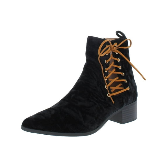 Journee Collection Womens AQUA Velvet Block Heel Combat & Lace-up Boots
