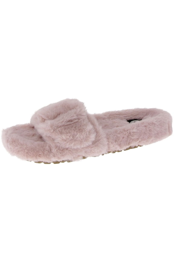 Collection Womens Adjustable Faux Fur Slide Sandals