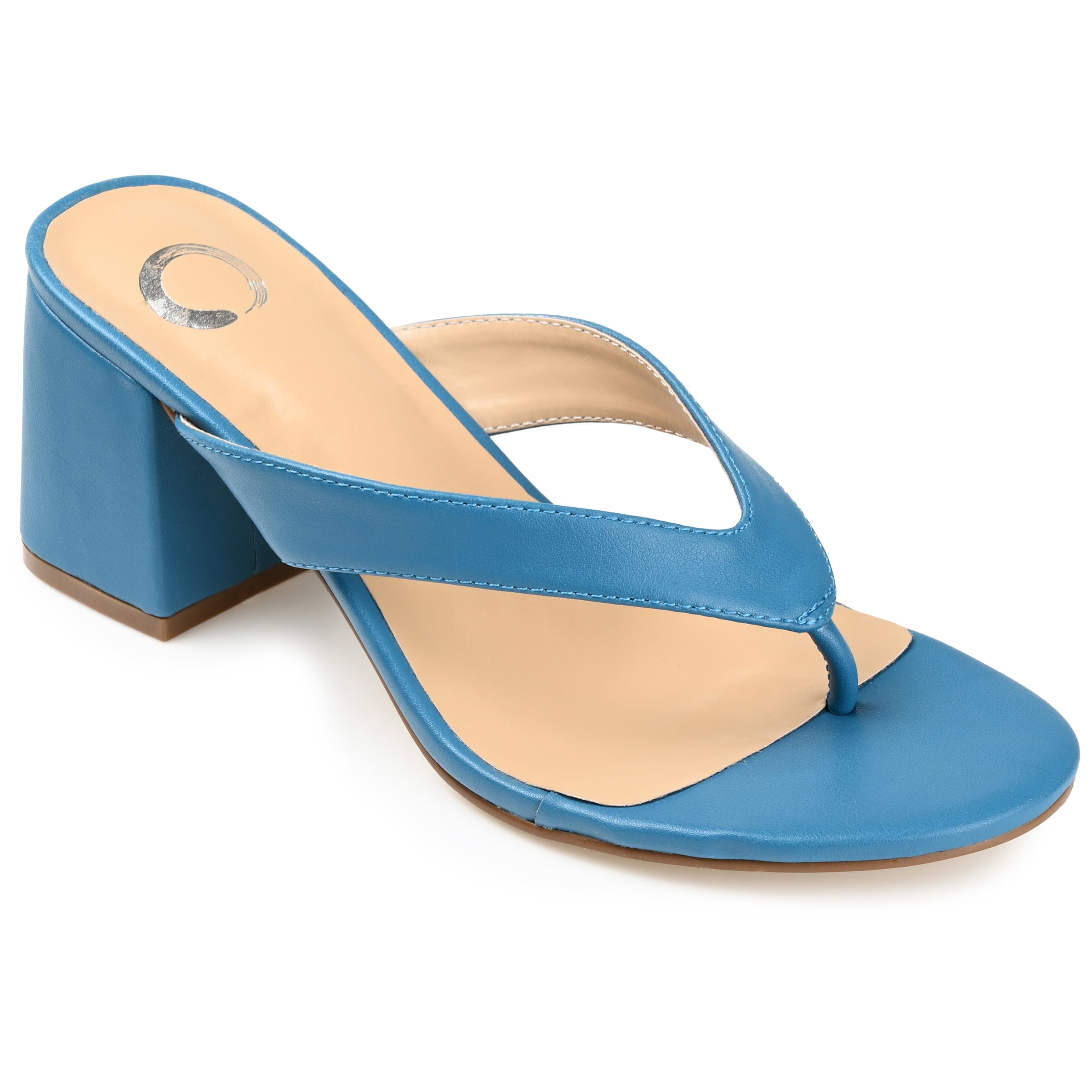 Journee Womens Alika Slip On Block Heel Sandals
