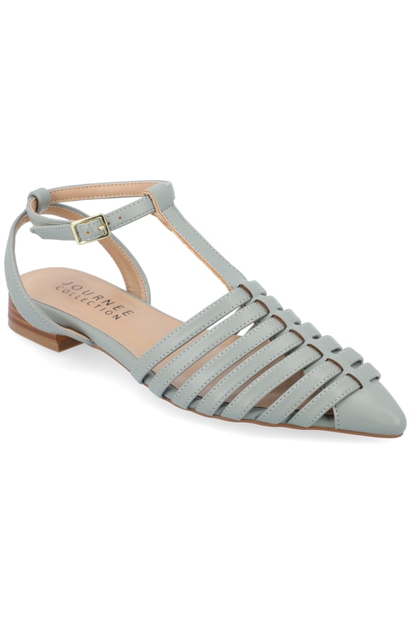 Collection Womens Alivia Ankle Strap Block Heel Pointed Toe Flats