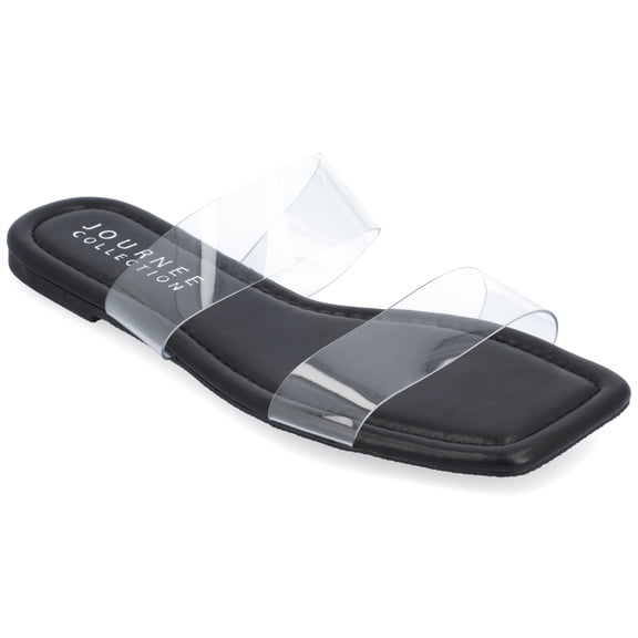 Journee Collection Womens Amata Tru Comfort Foam Lucite Strap Slide Sandals