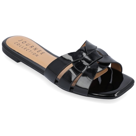 Journee Womens Arrina Wide Width Slip-on Slide Flat Sandals