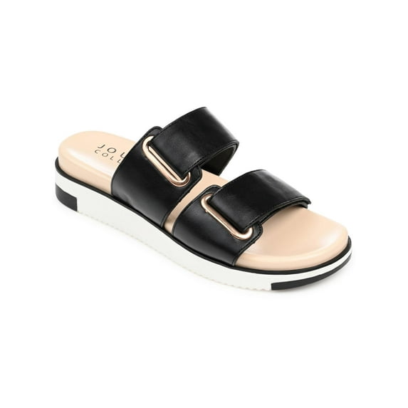 Journee Collection Womens Ashanti Faux Leather Double Strap Slide Sandals