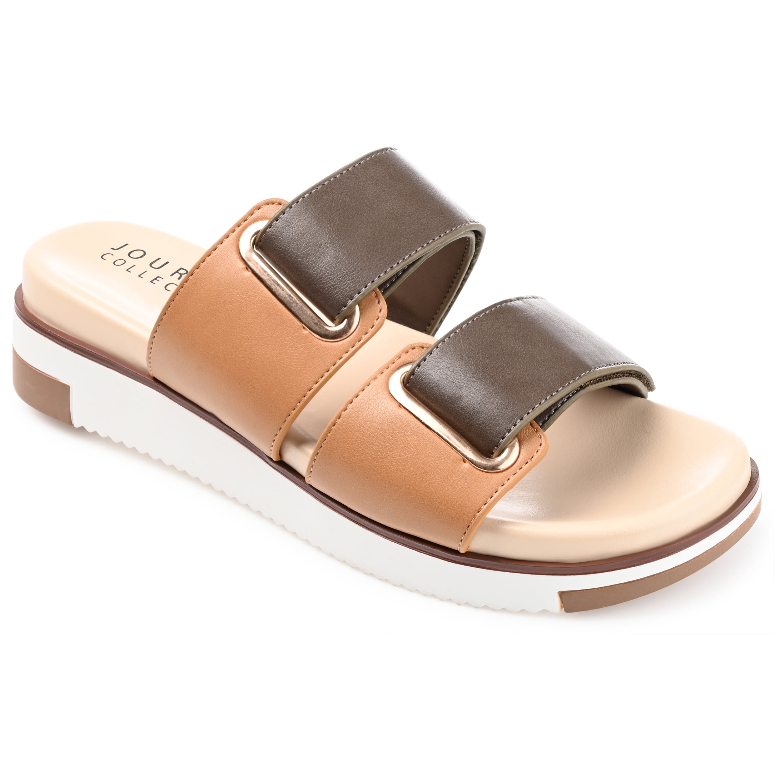 Journee Collection Womens Ashanti Slip On Slide Multi Strap Sandals