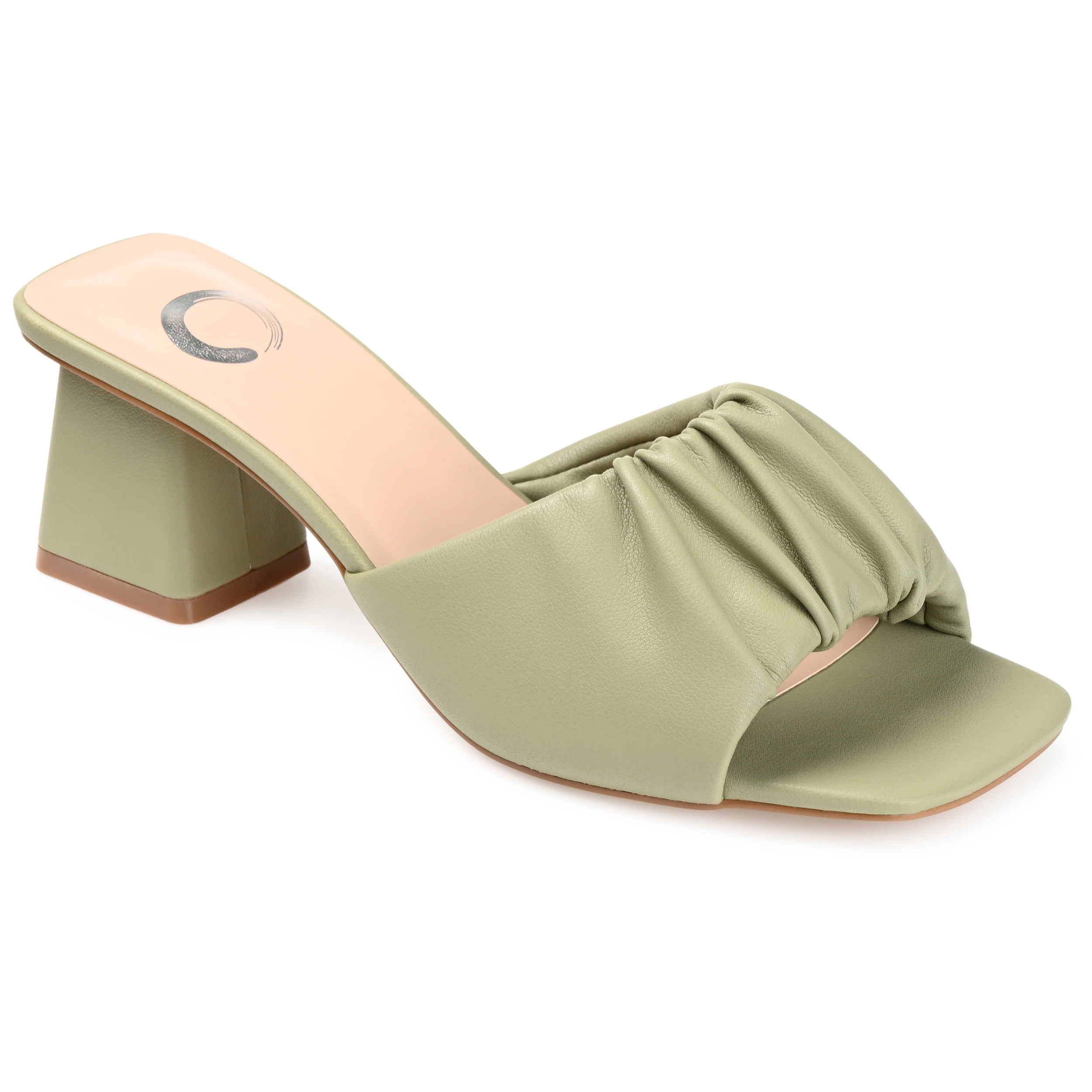 TRAVEL SHOES　chausser　SLIP-ON HEELS BL Journee Collection Womens Briarr Open Square Toe Block Heel