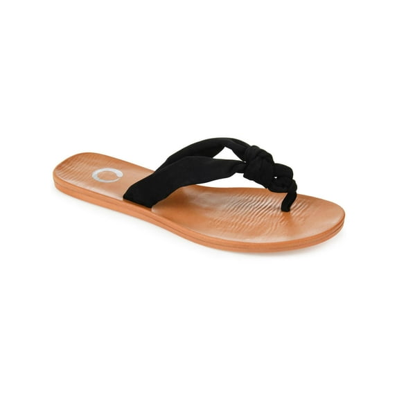 Journee Collection Womens Brindle Faux Leather Slip On Flip-Flops