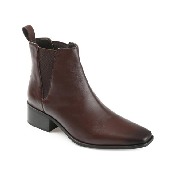 Journee Collection Womens Brooklee Leather Square Toe Booties