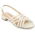 thumbnail image 1 of Journee Womens Cassandra Faux Leather Woven Flat Sandals, 1 of 9