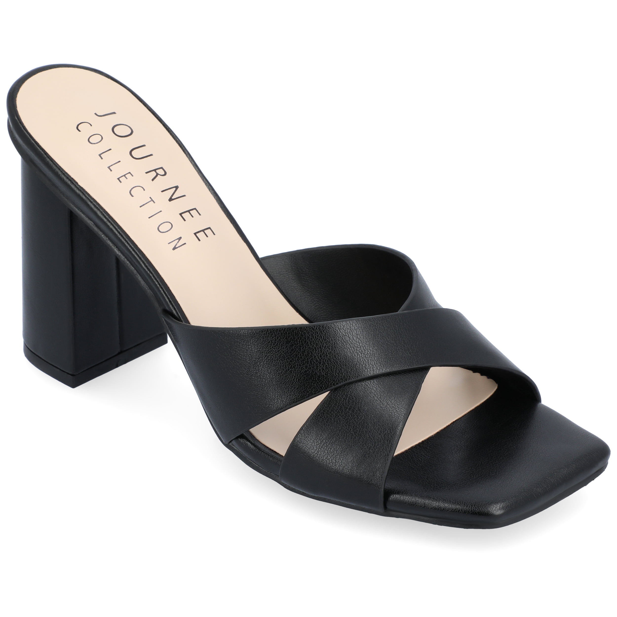 Journee Collection Womens Chazz Tru Comfort Foam Vegan Leather Block Heel Sandals
