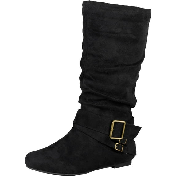 Journee Collection Womens Chely Faux Suede Mid-Calf Boots Black 8 Medium (B,M)