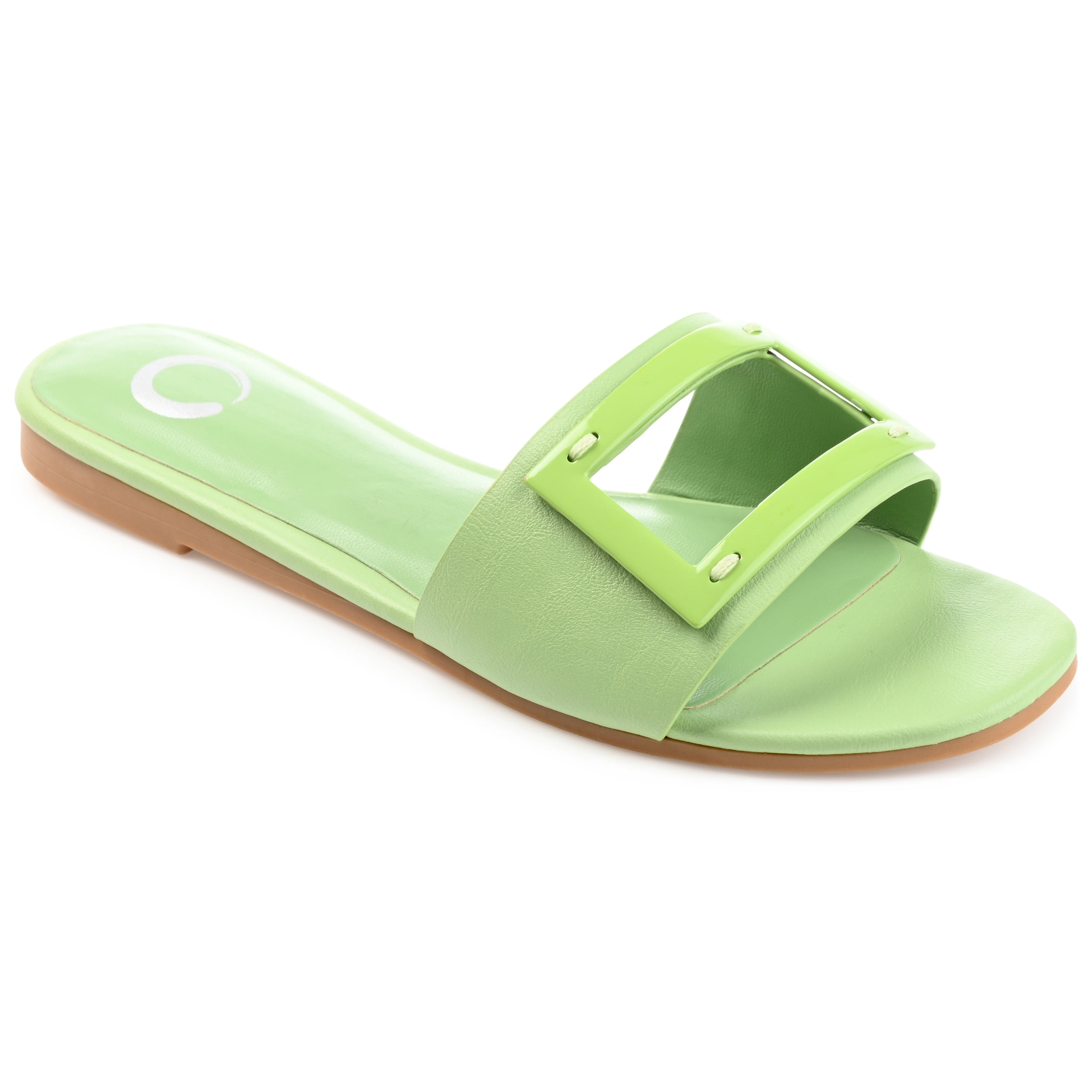 Journee Womens Clair Slide Low Block Heel Sandals