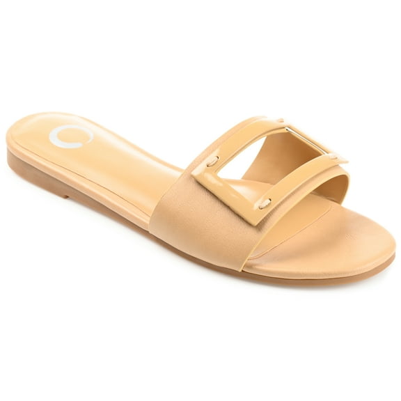 Journee Womens Clair Slide Low Block Heel Sandals