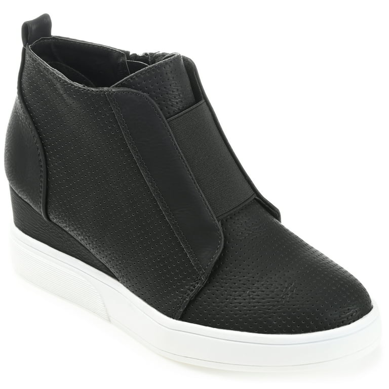 Journee Womens Clara Wide Width Round Toe Inside Zip Wedge Sneakers Walmart