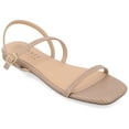 thumbnail image 1 of Journee Collection Womens Crishell Textured Material Sling Back Stacked Heel Sandals, 1 of 4