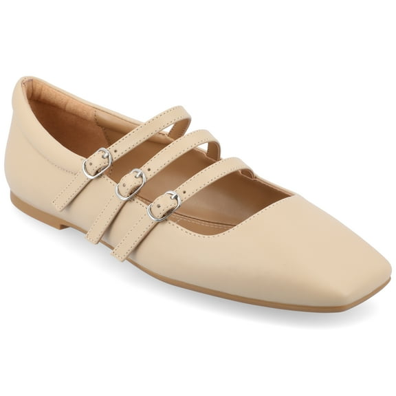 Journee Womens Darlin Multi Strap Square Toe Dress Flats, Widths Available