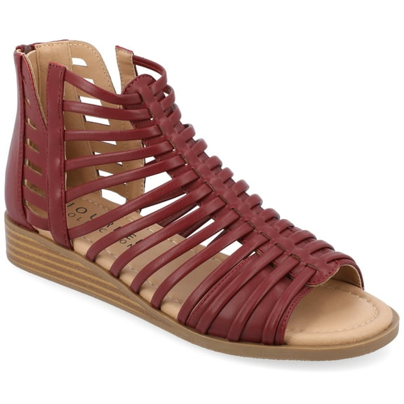 Journee Womens Delilah Gladiator Sliver Wedge Sandals, Widths Available