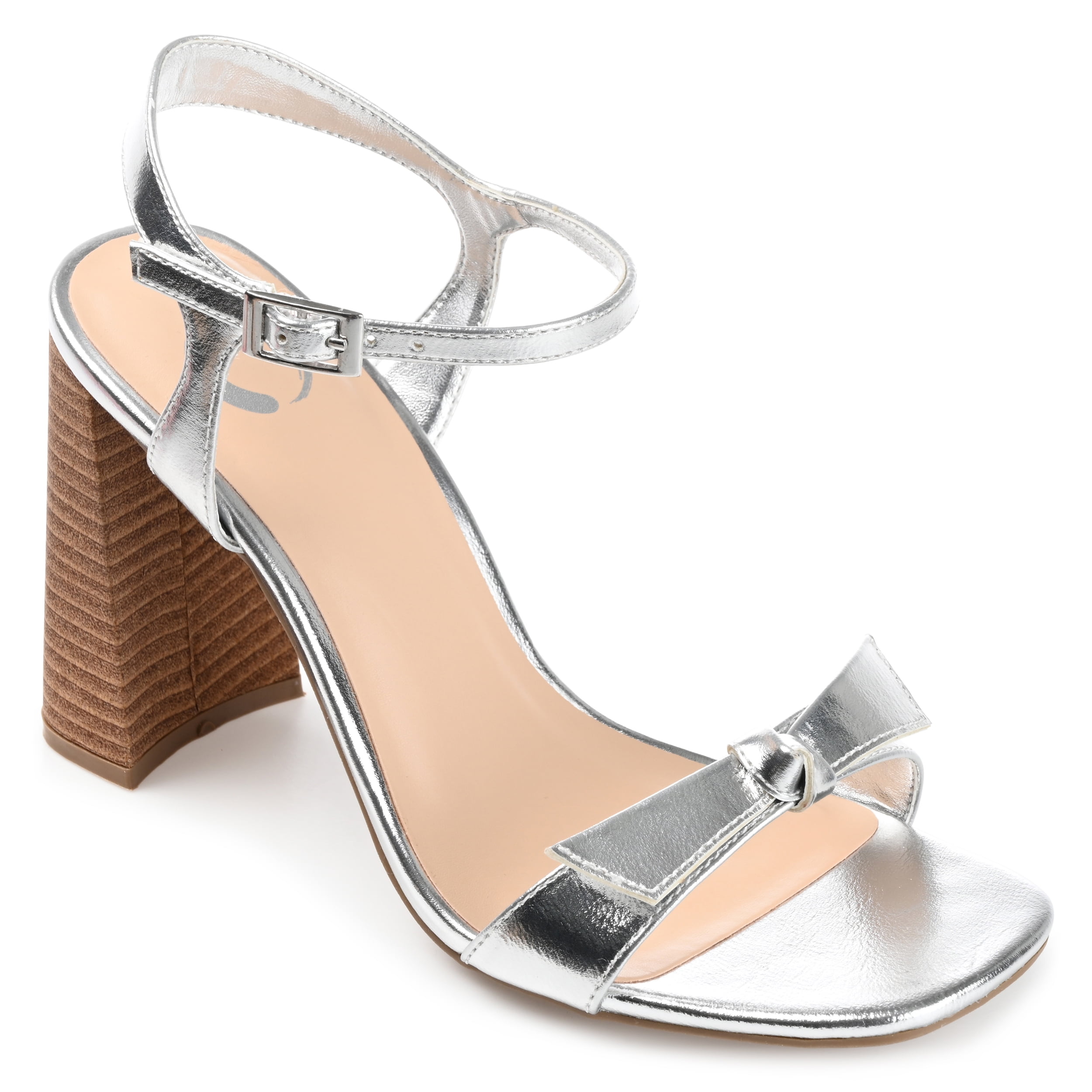 Journee Womens Dianne Open Square Toe Stacked Heel Sandals