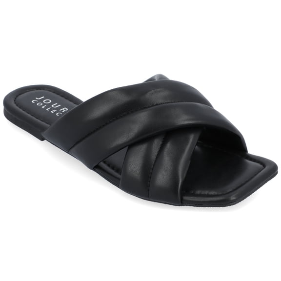 Journee Collection Womens Divyah Tru Comfort Foam Puff Strap Slide Sandals