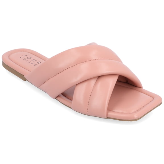 Journee Collection Womens Divyah Tru Comfort Foam Puff Strap Slide Sandals