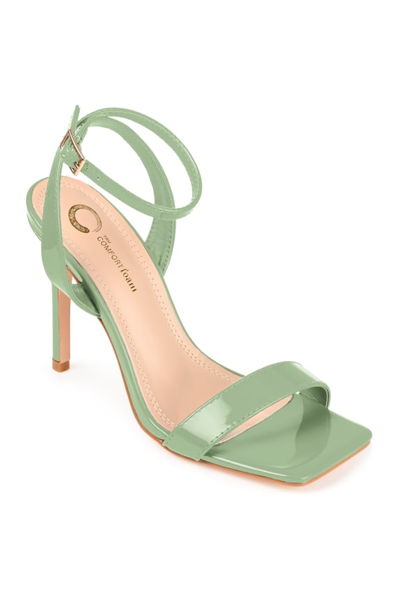 COLLECTION Womens Green Strappy Ankle Strap Padded Dorian Square Toe Stiletto Buckle Dress Heeled Sandal 10