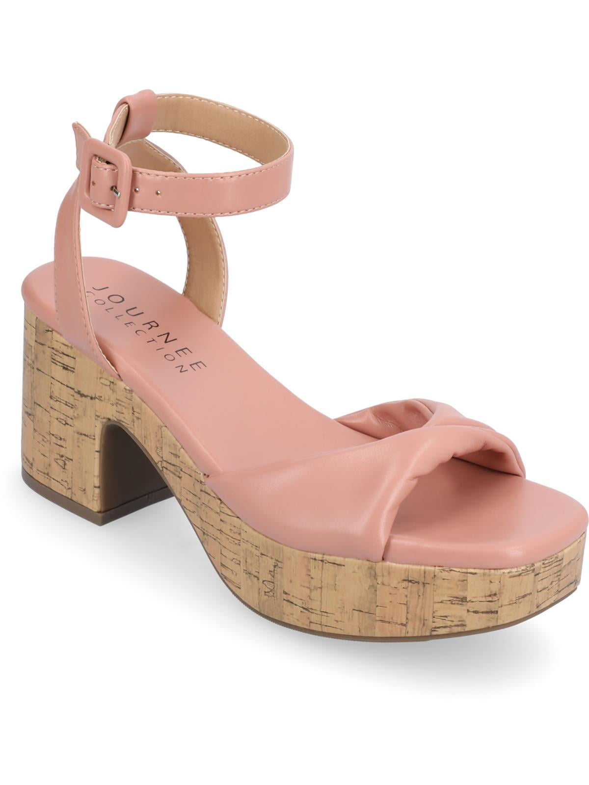 Journee Collection Womens EIANNA Ankle Strap Cork Platform Block Heel
